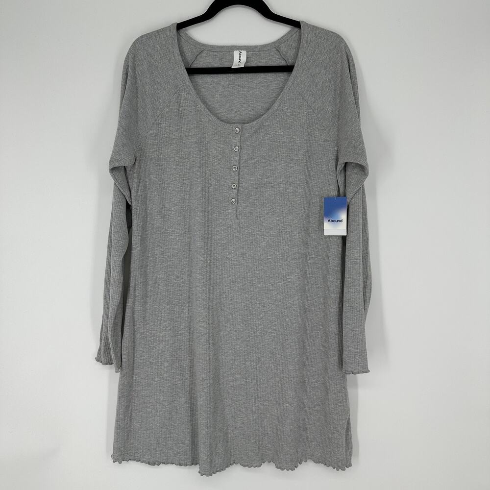 Abound Grey Long Sleeve Ribbed Henley New Dress Womens XL